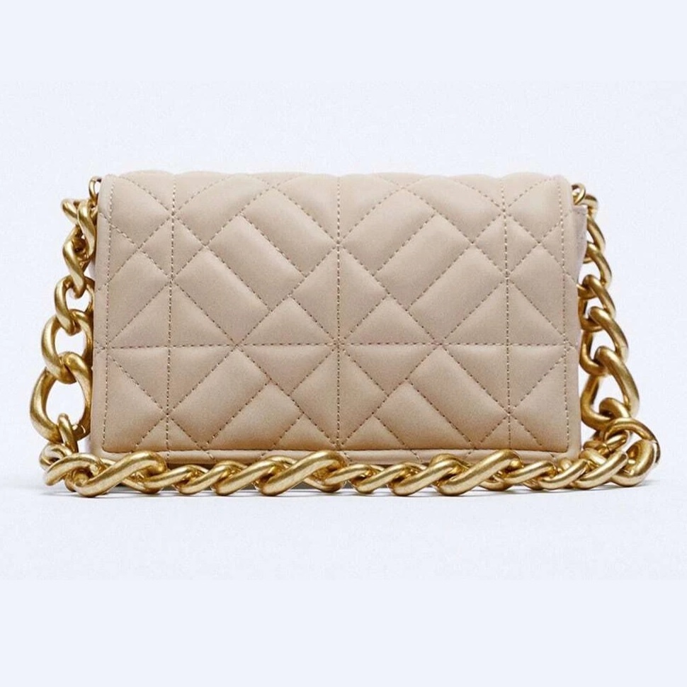  کیف دوشی زنانه زارا مدل Chain Quilted کرم، تصویر 1 