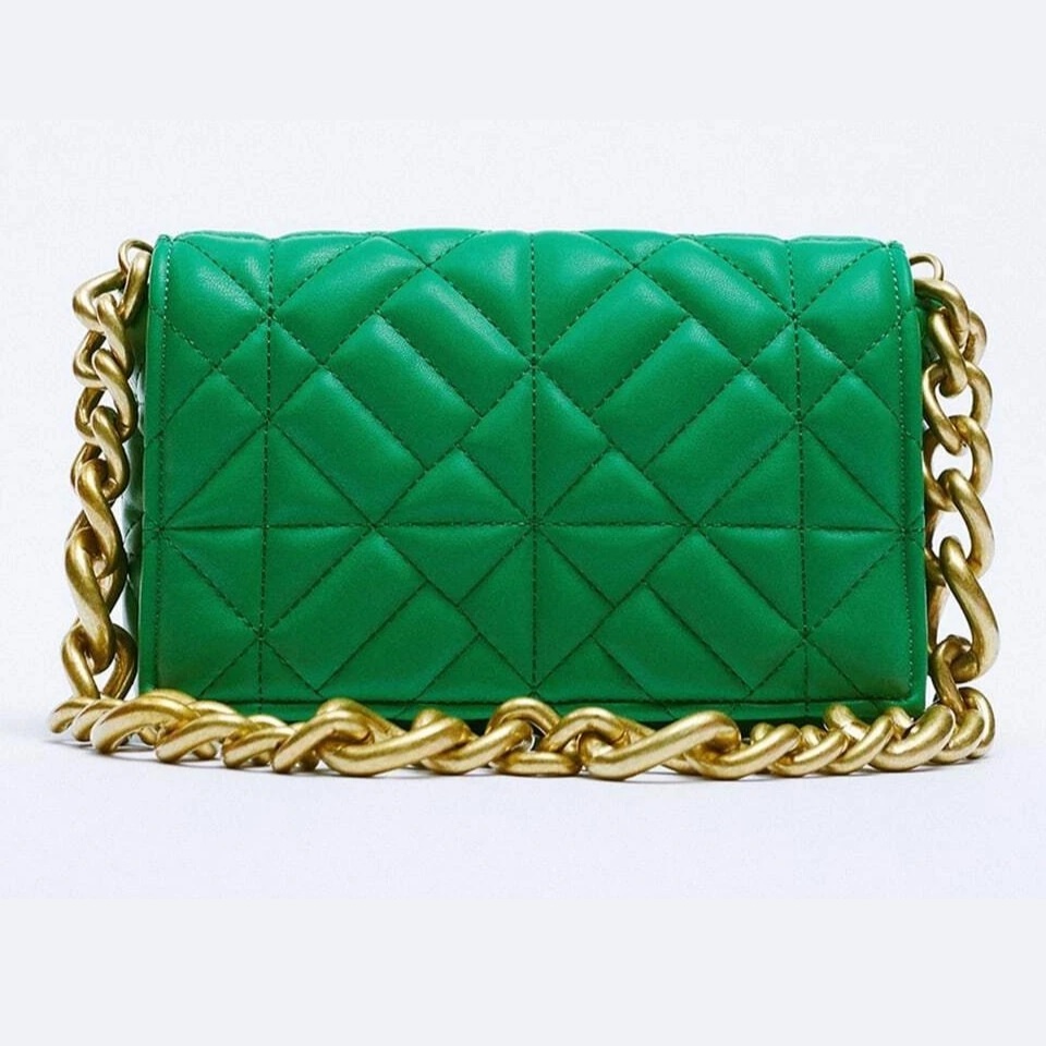  کیف دوشی زنانه زارا مدل Chain Quilted سبز، تصویر 1 